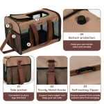 Brown Mesh Soft Sided Pet Carrier Bag - Image 3