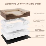 Brown Plush Bolstered Rectangular Pet Bed Cushion - Image 2