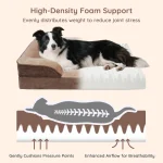 Brown Plush Bolstered Rectangular Pet Bed Cushion - Image 5