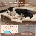 Brown Plush Bolstered Rectangular Pet Bed Cushion - Image 7