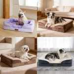 Brown Plush Bolstered Rectangular Pet Bed Cushion - Image 8