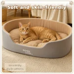 Beige Plush Round Deep Nest Cat Bed - Image 2