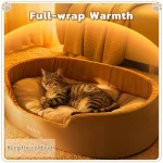 Beige Plush Round Deep Nest Cat Bed - Image 4