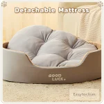 Beige Plush Round Deep Nest Cat Bed - Image 5
