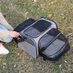 Green Trim Foldable Mesh Tent Pet Playpen Carrier - Image 2