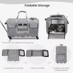 Gray Wheeled Soft Pet Wagon Travel Carrier - Image 2