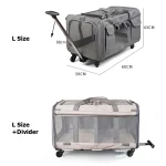 Gray Wheeled Soft Pet Wagon Travel Carrier - Image 3