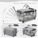 Gray Wheeled Soft Pet Wagon Travel Carrier - Image 5