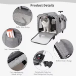 Gray Wheeled Soft Pet Wagon Travel Carrier - Image 7