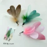 Teal Feather Insect Interactive Cat Wand Toy - Image 2