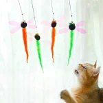 Green Dragonfly Flexible Cat Teaser Wand Toy - Image 2