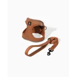 Brown Padded Pet Harness With Matching Leash