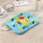 Blue Rectangular Interactive Pet Treat Puzzle Board