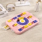 Pink Rectangular Interactive Pet Treat Puzzle Board