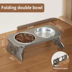 Gray Folding Raised Double Stainless Pet Bowls