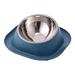Blue Single Stainless Steel Pet Feeding Bowl