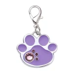 Purple Rhinestone Paw Pet ID Tag Charm
