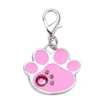 Pink Rhinestone Paw Pet ID Tag Charm