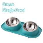 Teal Double Stainless Steel Pet Feeding Bowls