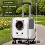 Wheeled Telescopic Pet Carrier Backpack Travel Trolley