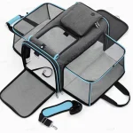 Blue Trim Foldable Mesh Portable Pet Playpen Carrier