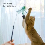Teal Feather Insect Interactive Cat Wand Toy