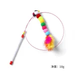 Multicolor Feather Flexible Cat Teaser Wand Toy